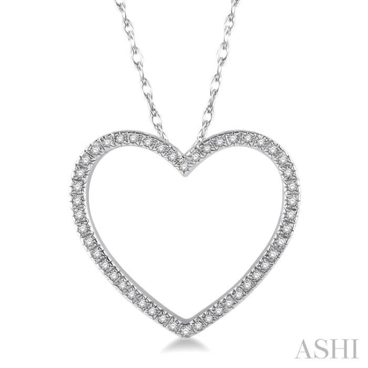1/6 Ctw Heart Round Cut Diamond Pendant With Link Chain in 10K White Gold 1/6 Ctw Heart Round Cut Diamond Pendant With Link Chain in 10K White Gold