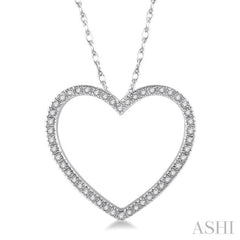 1/6 Ctw Heart Round Cut Diamond Pendant With Link Chain in 10K White Gold 1/6 Ctw Heart Round Cut Diamond Pendant With Link Chain in 10K White Gold
