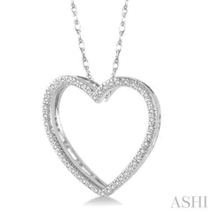 1/6 Ctw Heart Round Cut Diamond Pendant With Link Chain in 10K White Gold 1/6 Ctw Heart Round Cut Diamond Pendant With Link Chain in 10K White Gold
