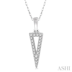 1/10 Ctw Hollow Center Inverted Triangle Round Cut Diamond Pendant With Chain in 10K White Gold 1/10 Ctw Hollow Center Inverted Triangle Round Cut Diamond Pendant With Chain in 10K White Gold