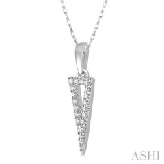 1/10 Ctw Hollow Center Inverted Triangle Round Cut Diamond Pendant With Chain in 10K White Gold 1/10 Ctw Hollow Center Inverted Triangle Round Cut Diamond Pendant With Chain in 10K White Gold