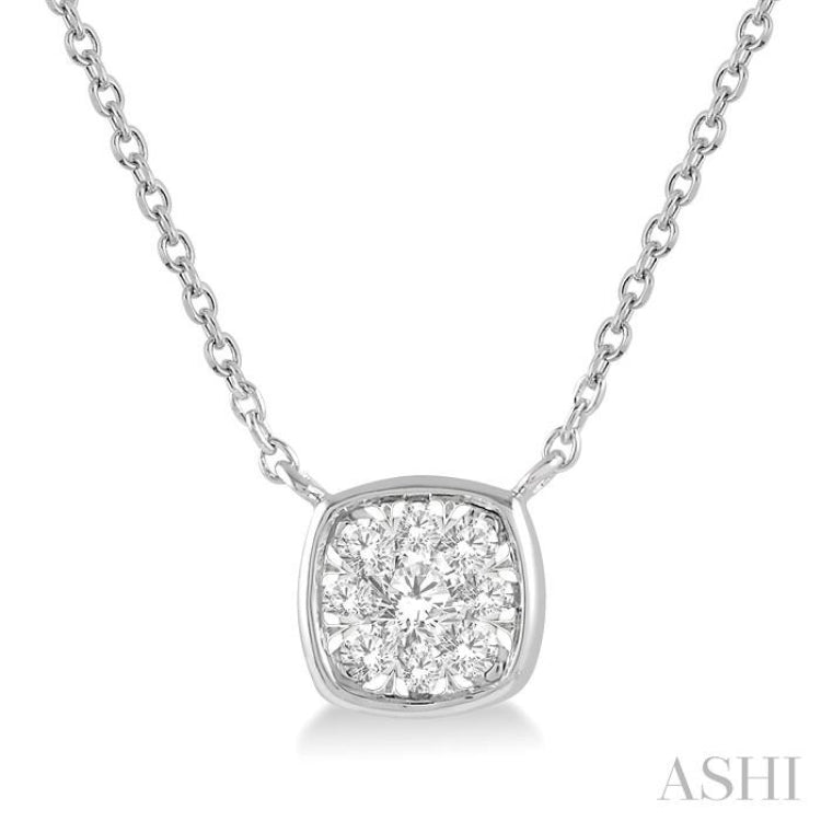 1/6 Ctw Cushion Shape Lovebright Diamond Pendant With Chain in 14K White Gold 1/6 Ctw Cushion Shape Lovebright Diamond Pendant With Chain in 14K White Gold