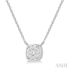 1/6 Ctw Cushion Shape Lovebright Diamond Pendant With Chain in 14K White Gold 1/6 Ctw Cushion Shape Lovebright Diamond Pendant With Chain in 14K White Gold