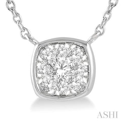 1/6 Ctw Cushion Shape Lovebright Diamond Pendant With Chain in 14K White Gold 1/6 Ctw Cushion Shape Lovebright Diamond Pendant With Chain in 14K White Gold
