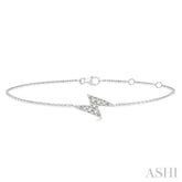 1/10 Ctw Petite Lightning Bolt Round Cut Diamond Fashion Bracelet in 10K White Gold