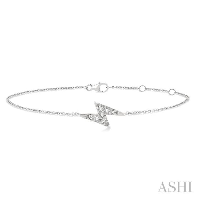 1/10 Ctw Petite Lightning Bolt Round Cut Diamond Fashion Bracelet in 10K White Gold 1/10 Ctw Petite Lightning Bolt Round Cut Diamond Fashion Bracelet in 10K White Gold