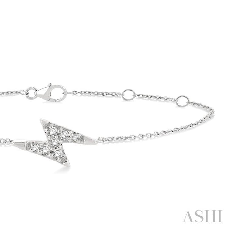 1/10 Ctw Petite Lightning Bolt Round Cut Diamond Fashion Bracelet in 10K White Gold 1/10 Ctw Petite Lightning Bolt Round Cut Diamond Fashion Bracelet in 10K White Gold