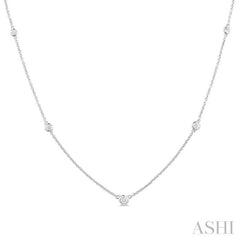 1/4 Ctw Bezel Set Round Cut Diamond Station Necklace in 14K White Gold 1/4 Ctw Bezel Set Round Cut Diamond Station Necklace in 14K White Gold