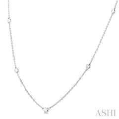 1/4 Ctw Bezel Set Round Cut Diamond Station Necklace in 14K White Gold 1/4 Ctw Bezel Set Round Cut Diamond Station Necklace in 14K White Gold