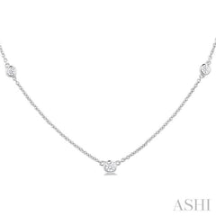 1/4 Ctw Bezel Set Round Cut Diamond Station Necklace in 14K White Gold 1/4 Ctw Bezel Set Round Cut Diamond Station Necklace in 14K White Gold