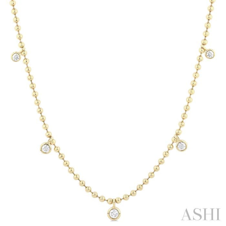 3/4 Ctw Bezel Set Round Cut Diamond Ball Bead Chain Station Necklace in 14K Yellow Gold 3/4 Ctw Bezel Set Round Cut Diamond Ball Bead Chain Station Necklace in 14K Yellow Gold