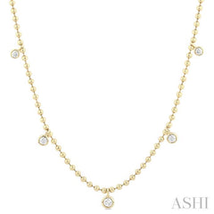 3/4 Ctw Bezel Set Round Cut Diamond Ball Bead Chain Station Necklace in 14K Yellow Gold 3/4 Ctw Bezel Set Round Cut Diamond Ball Bead Chain Station Necklace in 14K Yellow Gold