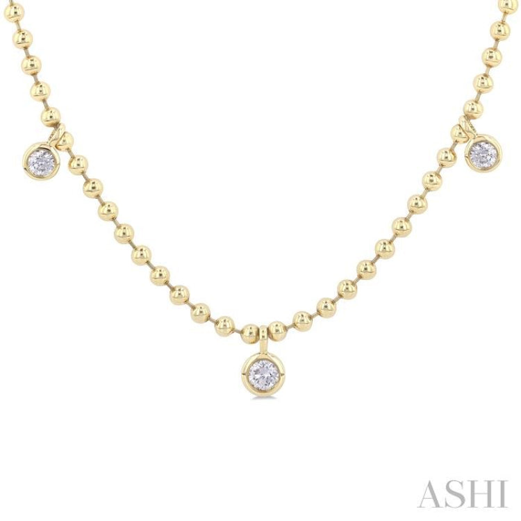 3/4 Ctw Bezel Set Round Cut Diamond Ball Bead Chain Station Necklace in 14K Yellow Gold 3/4 Ctw Bezel Set Round Cut Diamond Ball Bead Chain Station Necklace in 14K Yellow Gold