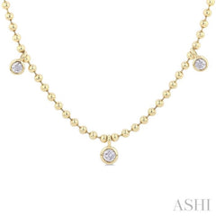 3/4 Ctw Bezel Set Round Cut Diamond Ball Bead Chain Station Necklace in 14K Yellow Gold 3/4 Ctw Bezel Set Round Cut Diamond Ball Bead Chain Station Necklace in 14K Yellow Gold