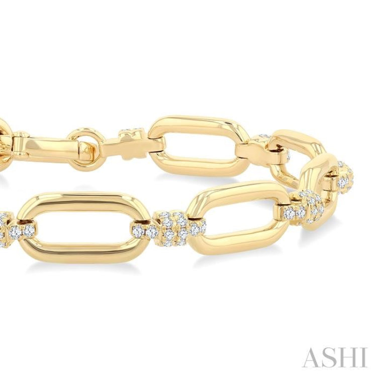 1 1/10 Ctw Round Cut Diamond Paper Clip Link Fashion Bracelet in 14K Yellow Gold 1 1/10 Ctw Round Cut Diamond Paper Clip Link Fashion Bracelet in 14K Yellow Gold