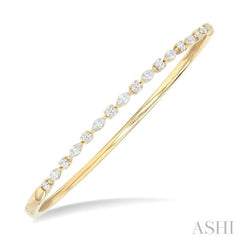 1 Ctw Marquise and Round Cut Diamond Fashion Bangle in 14K Yellow Gold 1 Ctw Marquise and Round Cut Diamond Fashion Bangle in 14K Yellow Gold