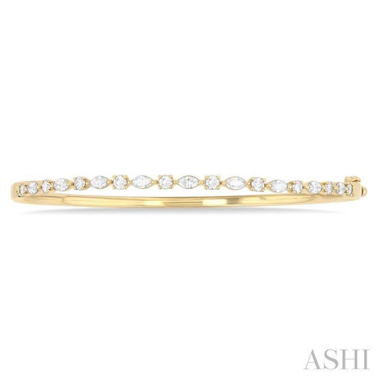 1 Ctw Marquise and Round Cut Diamond Fashion Bangle in 14K Yellow Gold 1 Ctw Marquise and Round Cut Diamond Fashion Bangle in 14K Yellow Gold