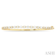 1 Ctw Marquise and Round Cut Diamond Fashion Bangle in 14K Yellow Gold 1 Ctw Marquise and Round Cut Diamond Fashion Bangle in 14K Yellow Gold