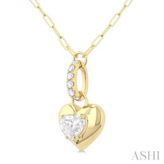 1/4 Ctw Dome Heart and Round Cut Diamond Fashion Pendant With Paper Clip Chain in 14K Yellow Gold 1/4 Ctw Dome Heart and Round Cut Diamond Fashion Pendant With Paper Clip Chain in 14K Yellow Gold