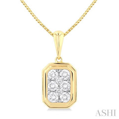 1/3 Ctw Lovebright Emerald Shape Round Cut Diamond Fashion Pendant With Chain in 14K Yellow and White Gold 1/3 Ctw Lovebright Emerald Shape Round Cut Diamond Fashion Pendant With Chain in 14K Yellow and White Gold