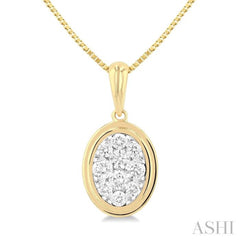 1/3 Ctw Lovebright Oval Shape Round Cut Diamond Fashion Pendant With Chain in 14K Yellow and White Gold 1/3 Ctw Lovebright Oval Shape Round Cut Diamond Fashion Pendant With Chain in 14K Yellow and White Gold