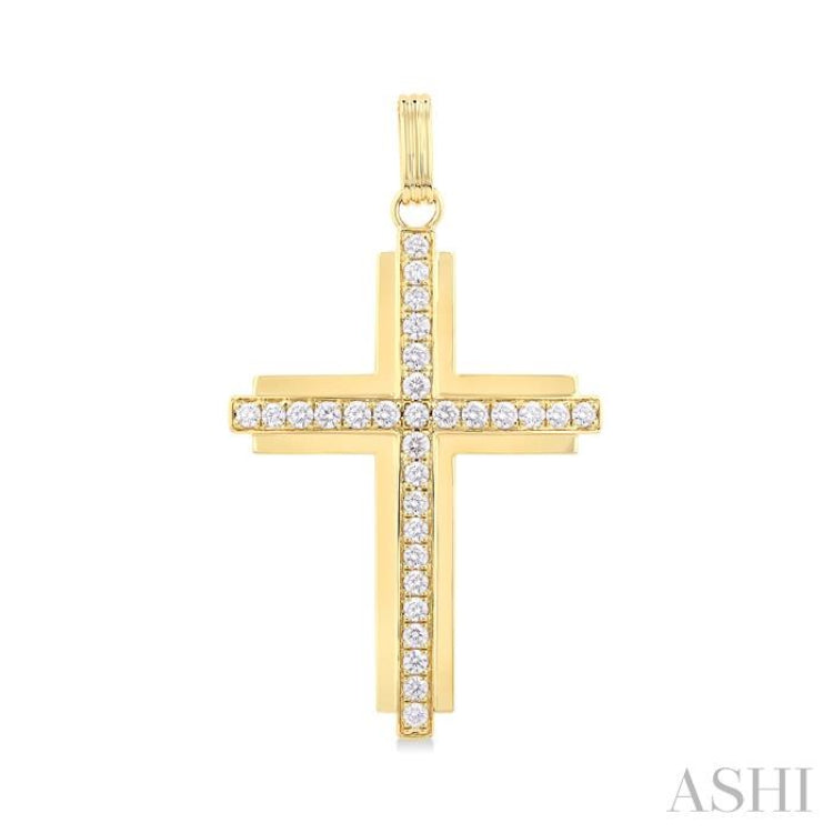 2 Ctw Round Cut Diamond Cross Pendant in 14K Yellow Gold 2 Ctw Round Cut Diamond Cross Pendant in 14K Yellow Gold