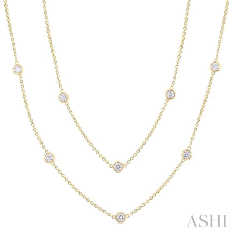 2 Ctw Bezel Set Round Cut Diamond Station Long Necklace in 14K Yellow Gold 2 Ctw Bezel Set Round Cut Diamond Station Long Necklace in 14K Yellow Gold