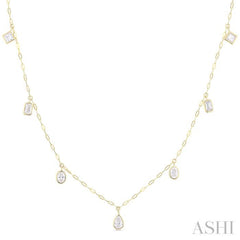 1 1/5 Ctw Bezel Set Mixed Diamond Cut Station Necklace in 14K Yellow Gold 1 1/5 Ctw Bezel Set Mixed Diamond Cut Station Necklace in 14K Yellow Gold