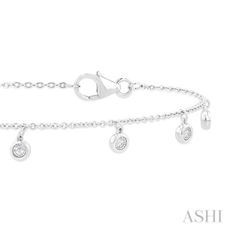 1/10 Ctw Hanging Bezel Set Round Cut Diamond Station Bracelet in 10K White Gold 1/10 Ctw Hanging Bezel Set Round Cut Diamond Station Bracelet in 10K White Gold