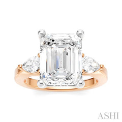 1/2 Ctw Tri-Mount Emerald Shape Center Pear and Round Cut Diamond Semi-Mount Engagement Ring in 14K Rose and White Gold 1/2 Ctw Tri-Mount Emerald Shape Center Pear and Round Cut Diamond Semi-Mount Engagement Ring in 14K Rose and White Gold