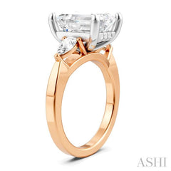 1/2 Ctw Tri-Mount Emerald Shape Center Pear and Round Cut Diamond Semi-Mount Engagement Ring in 14K Rose and White Gold 1/2 Ctw Tri-Mount Emerald Shape Center Pear and Round Cut Diamond Semi-Mount Engagement Ring in 14K Rose and White Gold