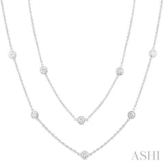 3 Ctw Bezel Set Round Cut Diamond Station Long Necklace in 14K White Gold 3 Ctw Bezel Set Round Cut Diamond Station Long Necklace in 14K White Gold