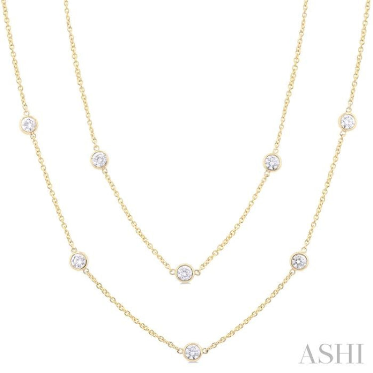 3 Ctw Bezel Set Round Cut Diamond Station Long Necklace in 14K Yellow Gold 3 Ctw Bezel Set Round Cut Diamond Station Long Necklace in 14K Yellow Gold