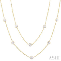 3 Ctw Bezel Set Round Cut Diamond Station Long Necklace in 14K Yellow Gold 3 Ctw Bezel Set Round Cut Diamond Station Long Necklace in 14K Yellow Gold