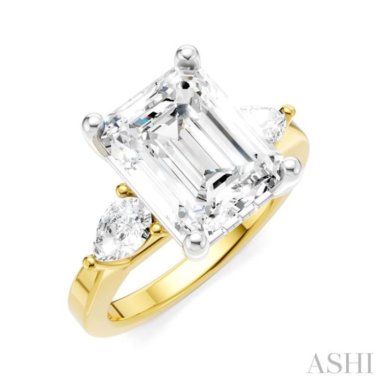 1/2 Ctw Tri-Mount Emerald Shape Center Pear and Round Cut Diamond Semi-Mount Engagement Ring in 14K Yellow and White Gold 1/2 Ctw Tri-Mount Emerald Shape Center Pear and Round Cut Diamond Semi-Mount Engagement Ring in 14K Yellow and White Gold