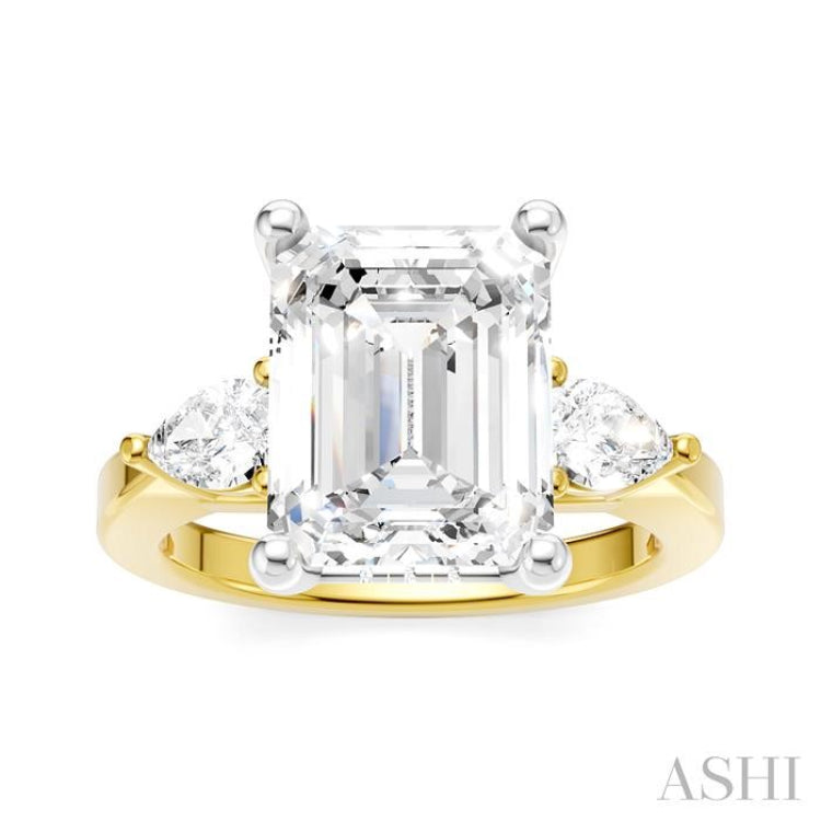 1/2 Ctw Tri-Mount Emerald Shape Center Pear and Round Cut Diamond Semi-Mount Engagement Ring in 14K Yellow and White Gold 1/2 Ctw Tri-Mount Emerald Shape Center Pear and Round Cut Diamond Semi-Mount Engagement Ring in 14K Yellow and White Gold