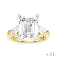 1/2 Ctw Tri-Mount Emerald Shape Center Pear and Round Cut Diamond Semi-Mount Engagement Ring in 14K Yellow and White Gold 1/2 Ctw Tri-Mount Emerald Shape Center Pear and Round Cut Diamond Semi-Mount Engagement Ring in 14K Yellow and White Gold