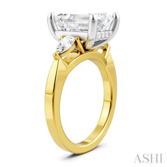 1/2 Ctw Tri-Mount Emerald Shape Center Pear and Round Cut Diamond Semi-Mount Engagement Ring in 14K Yellow and White Gold 1/2 Ctw Tri-Mount Emerald Shape Center Pear and Round Cut Diamond Semi-Mount Engagement Ring in 14K Yellow and White Gold