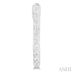 1/6 Ctw Petite Shared Prong Round Cut Diamond Hoop Earring in Sterling Silver 1/6 Ctw Petite Shared Prong Round Cut Diamond Hoop Earring in Sterling Silver