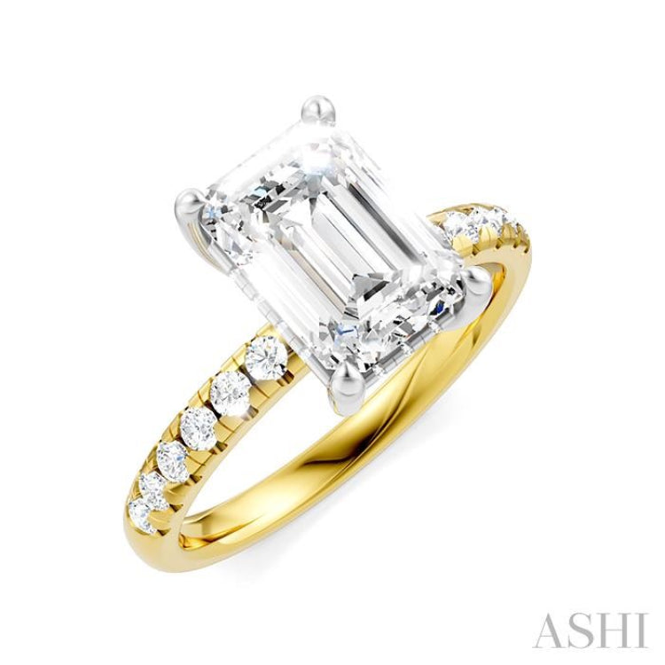 1/3 Ctw Emerald Shape Round Cut Diamond Semi-Mount Engagement Ring in 14K Yellow and White Gold 1/3 Ctw Emerald Shape Round Cut Diamond Semi-Mount Engagement Ring in 14K Yellow and White Gold