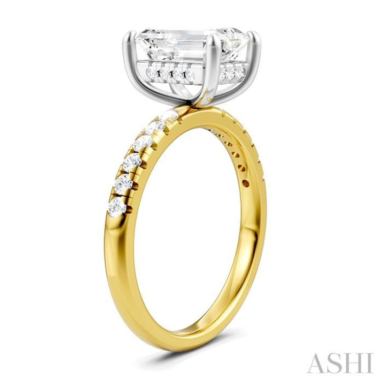 1/3 Ctw Emerald Shape Round Cut Diamond Semi-Mount Engagement Ring in 14K Yellow and White Gold 1/3 Ctw Emerald Shape Round Cut Diamond Semi-Mount Engagement Ring in 14K Yellow and White Gold