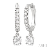 3/8 Ctw Round Shape Round Cut Diamond Fashion Huggie Petite Earrings in 14K White Gold