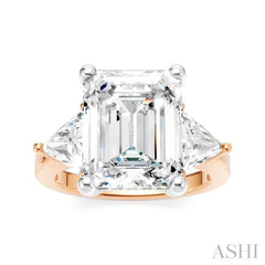1 1/10 Ctw Emerald Shape Trillion and Round Cut Diamond Semi-Mount Engagement Ring in 14K Rose and White Gold 1 1/10 Ctw Emerald Shape Trillion and Round Cut Diamond Semi-Mount Engagement Ring in 14K Rose and White Gold
