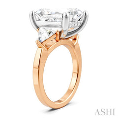 1 1/10 Ctw Emerald Shape Trillion and Round Cut Diamond Semi-Mount Engagement Ring in 14K Rose and White Gold 1 1/10 Ctw Emerald Shape Trillion and Round Cut Diamond Semi-Mount Engagement Ring in 14K Rose and White Gold