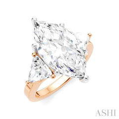1 1/10 Ctw Marquise Shape Trillion and Round Cut Diamond Semi-Mount Engagement Ring in 14K Rose and White Gold 1 1/10 Ctw Marquise Shape Trillion and Round Cut Diamond Semi-Mount Engagement Ring in 14K Rose and White Gold