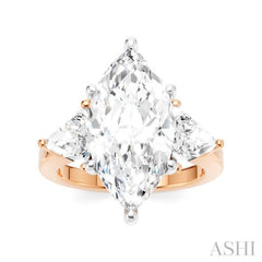 1 1/10 Ctw Marquise Shape Trillion and Round Cut Diamond Semi-Mount Engagement Ring in 14K Rose and White Gold 1 1/10 Ctw Marquise Shape Trillion and Round Cut Diamond Semi-Mount Engagement Ring in 14K Rose and White Gold