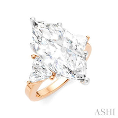 1 1/10 Ctw Marquise Shape Trillion and Round Cut Diamond Semi-Mount Engagement Ring in 14K Rose and White Gold 1 1/10 Ctw Marquise Shape Trillion and Round Cut Diamond Semi-Mount Engagement Ring in 14K Rose and White Gold