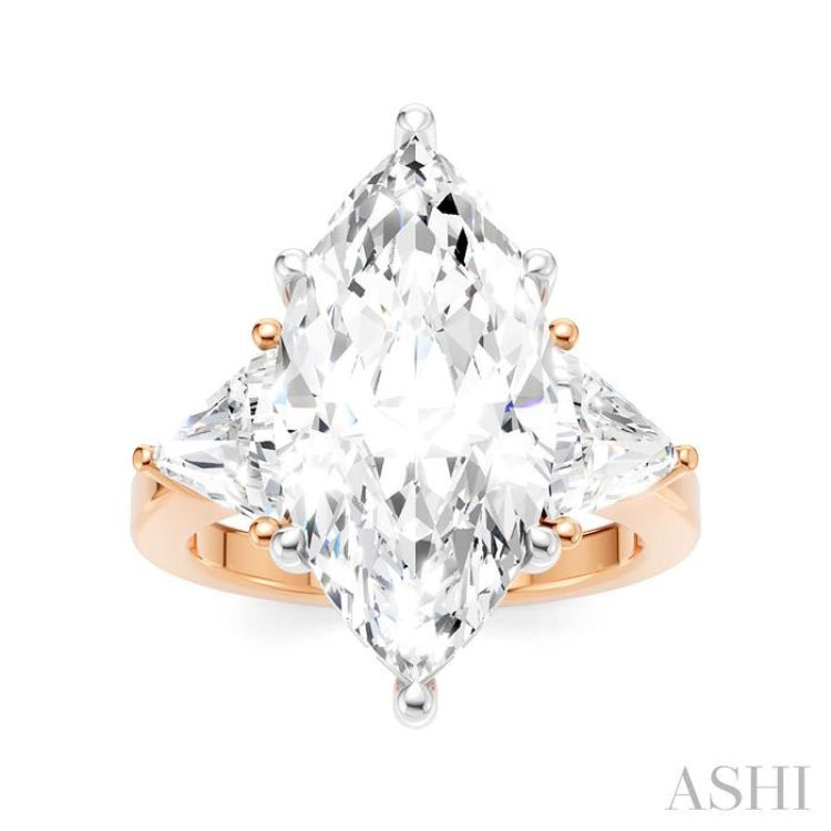 1 1/10 Ctw Marquise Shape Trillion and Round Cut Diamond Semi-Mount Engagement Ring in 14K Rose and White Gold 1 1/10 Ctw Marquise Shape Trillion and Round Cut Diamond Semi-Mount Engagement Ring in 14K Rose and White Gold