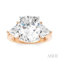 1 1/10 Ctw Oval Shape Trillion Cut & Round Cut Diamond Semi-Mount Engagement Ring in 14K Rose and White Gold 1 1/10 Ctw Oval Shape Trillion Cut & Round Cut Diamond Semi-Mount Engagement Ring in 14K Rose and White Gold