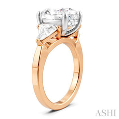 1 1/10 Ctw Oval Shape Trillion Cut & Round Cut Diamond Semi-Mount Engagement Ring in 14K Rose and White Gold 1 1/10 Ctw Oval Shape Trillion Cut & Round Cut Diamond Semi-Mount Engagement Ring in 14K Rose and White Gold
